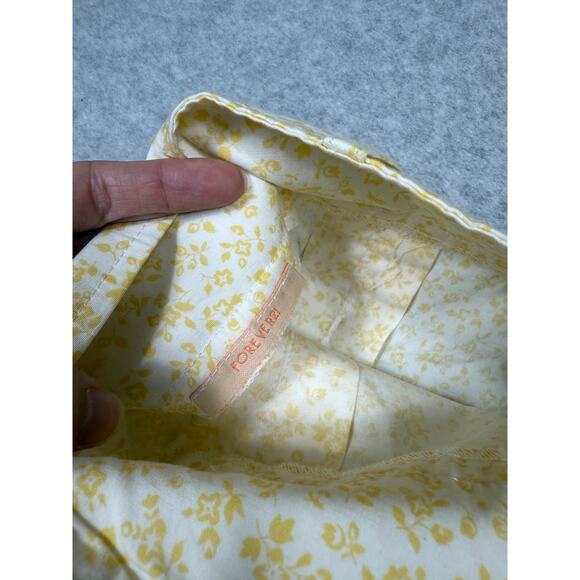 Y2K Forever 21 Womens Size L Yellow Floral Pleated Mini Skirt - Picture 4 of 7